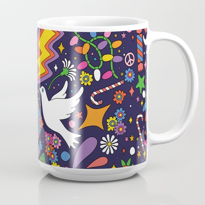 60s 70s psychedelic Modern Christmas Confetti Pattern Coffee Mug