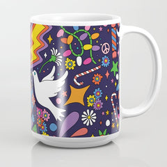 60s 70s psychedelic Modern Christmas Confetti Pattern Coffee Mug