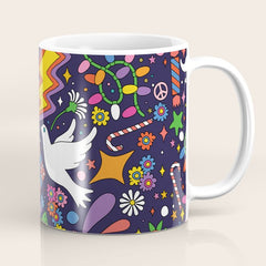 60s 70s psychedelic Modern Christmas Confetti Pattern Coffee Mug