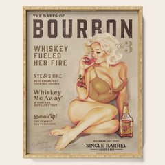 "The Babes Of Bourbon" Cute Vintage Blonde Pinup Girl In Lingerie Drinking Whiskey Serving Tray