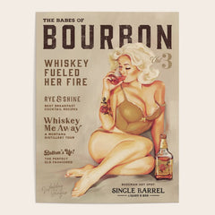 "The Babes Of Bourbon" Cute Vintage Blonde Pinup Girl In Lingerie Drinking Whiskey Poster