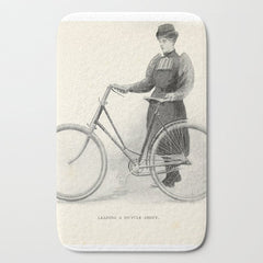 "Leading a Bicycle About" from "Bicycling for Ladies" by Maria E. Ward, 1896 Bath Mat