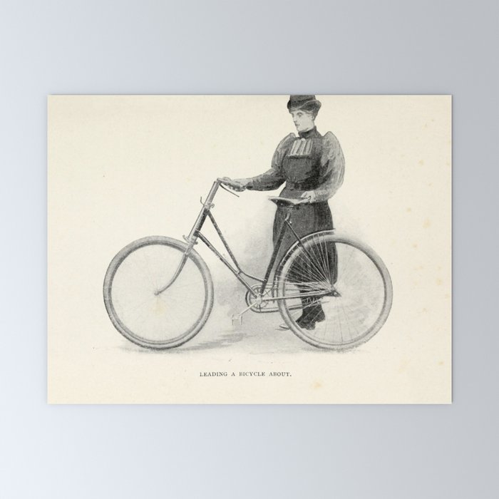 "Leading a Bicycle About" from "Bicycling for Ladies" by Maria E. Ward, 1896 Mini Art Print