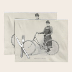 "Leading a Bicycle About" from "Bicycling for Ladies" by Maria E. Ward, 1896 Placemat