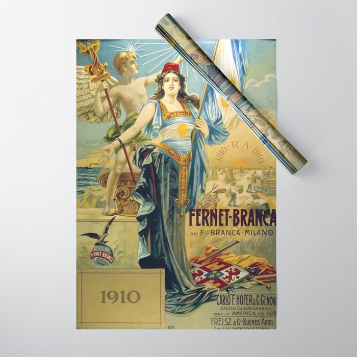 1910 Fernet Branca Liqueur Aperitif Advertisement Wrapping Paper