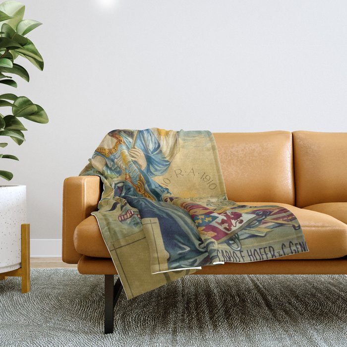 1910 Fernet Branca Liqueur Aperitif Advertisement Throw Blanket