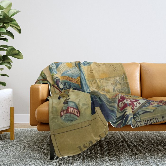 1910 Fernet Branca Liqueur Aperitif Advertisement Throw Blanket