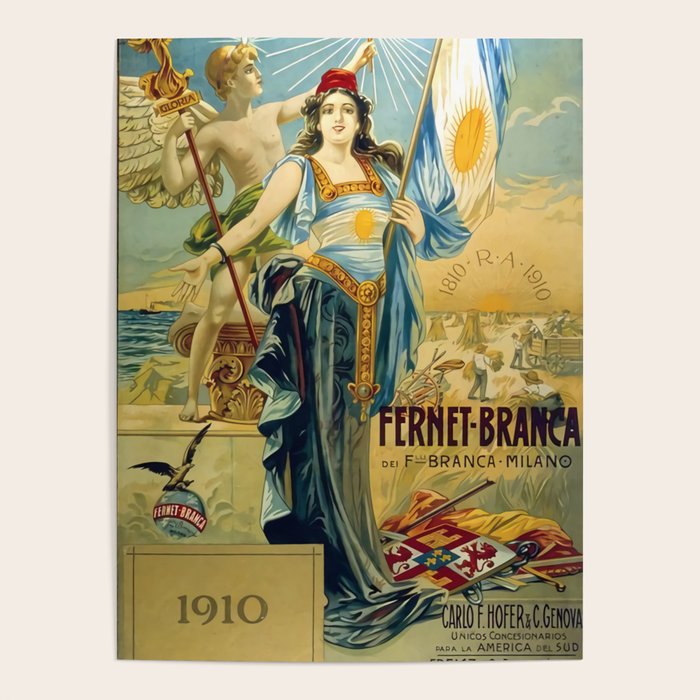 1910 Fernet Branca Liqueur Aperitif Advertisement Poster