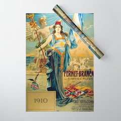 1910 Fernet Branca Liqueur Aperitif Advertisement Wrapping Paper