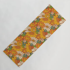 70s Retro Floral Yoga Mat