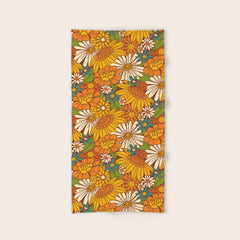 70s Retro Floral Bath Towel