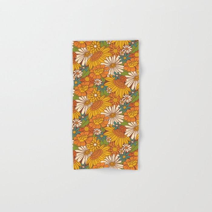 70s Retro Floral Bath Towel