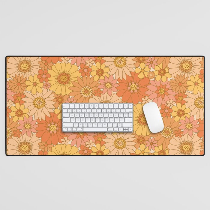 70s Retro Daisy Floral Desk Mat