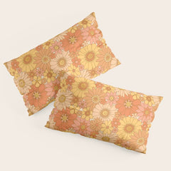 70s Retro Daisy Floral Pillow Sham