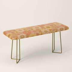 70s Retro Daisy Floral Bench