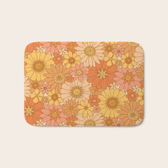 70s Retro Daisy Floral Bath Mat