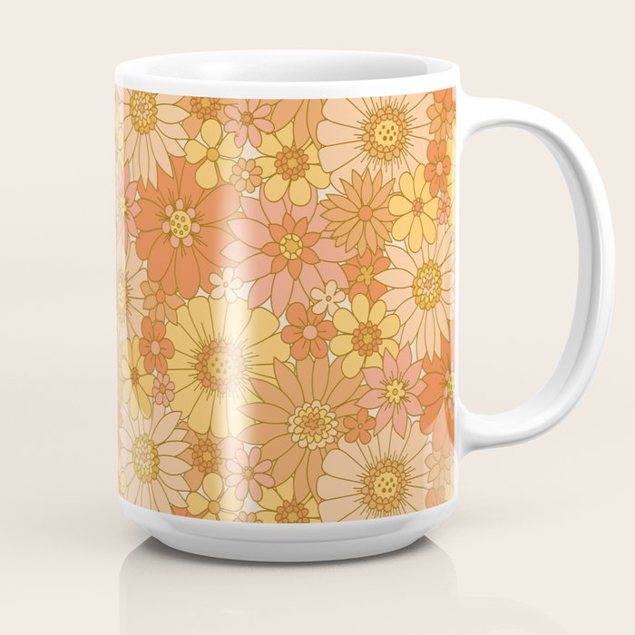 70s Retro Daisy Floral Coffee Mug