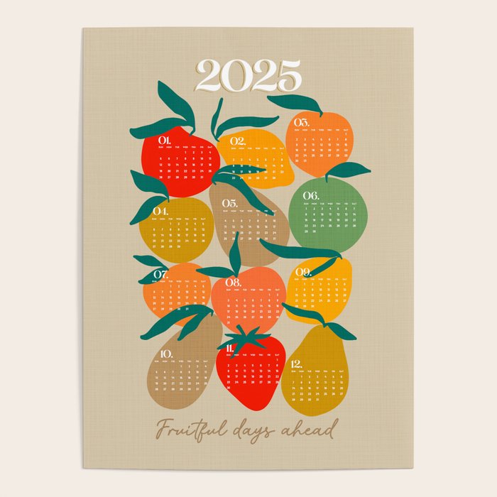 2025 RETRO FRUIT MARKET CALENDAR Poster