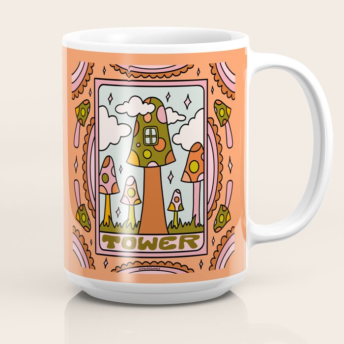 16. Tower Tarot Mushroom Coffee Mug