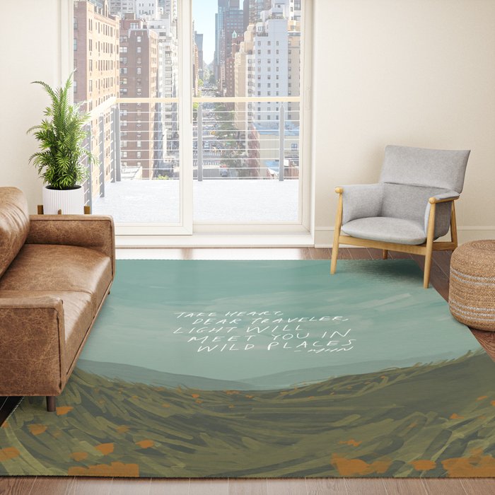 "Take Heart, Dear Traveller, Light Will Meet You In Wild Places." | Landscape Design Rug