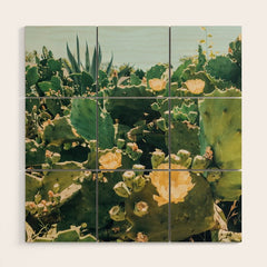 A Field of Prickly Pear Cactus Wood Wall Art