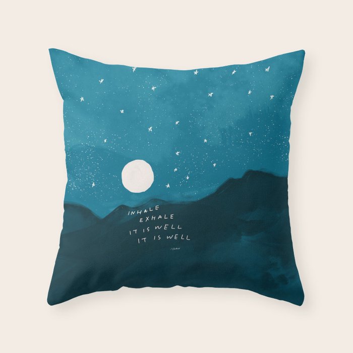 "Inhale Exhale It is Well It Is Well" Throw Pillow