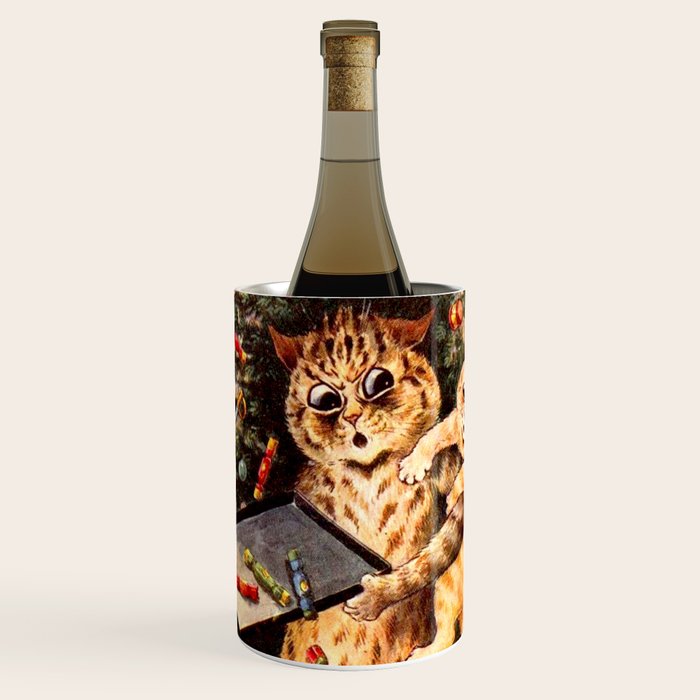 Christmas Time In Catland' Louis Wain Vintage Cat Wine Chiller