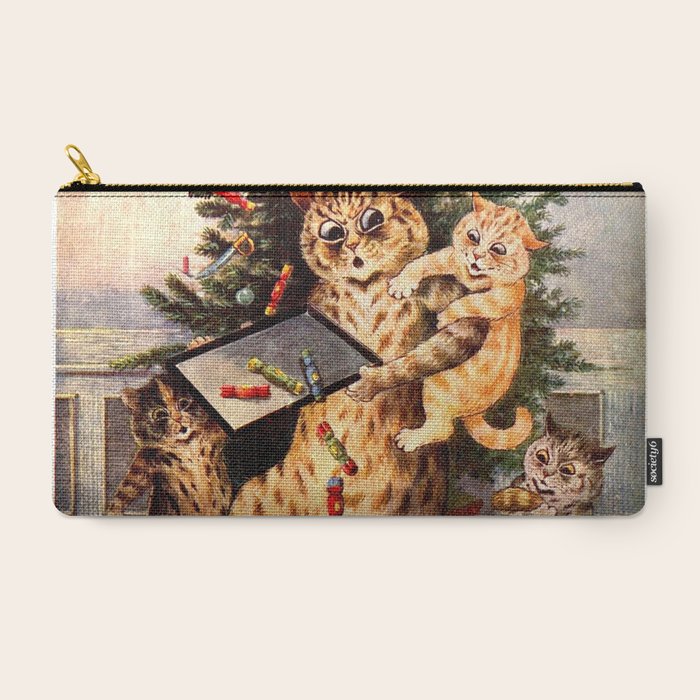 Christmas Time In Catland' Louis Wain Vintage Cat Carry All Pouch