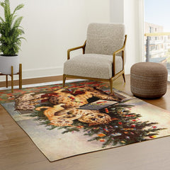 Christmas Time In Catland' Louis Wain Vintage Cat Rug