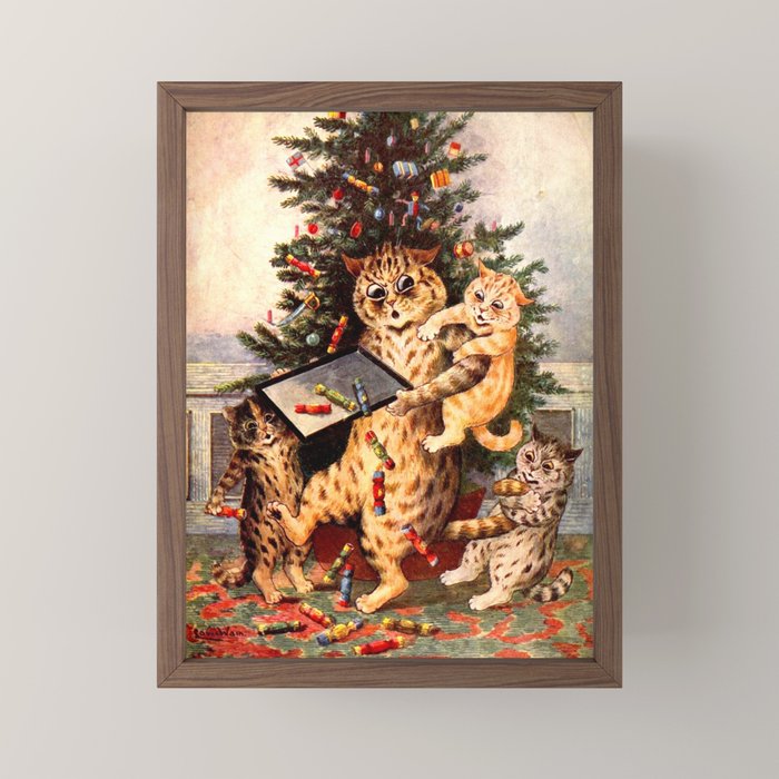 Christmas Time In Catland' Louis Wain Vintage Cat Mini Art Print