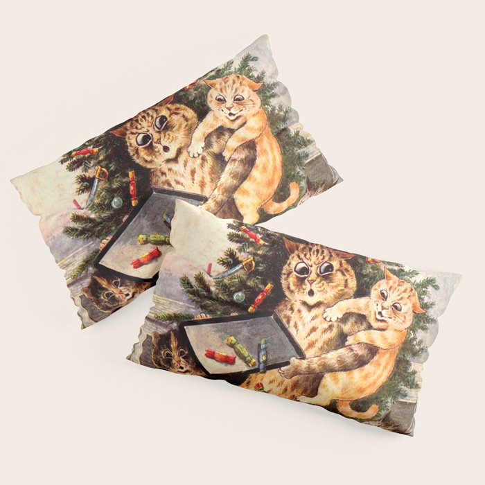 Christmas Time In Catland' Louis Wain Vintage Cat Pillow Sham