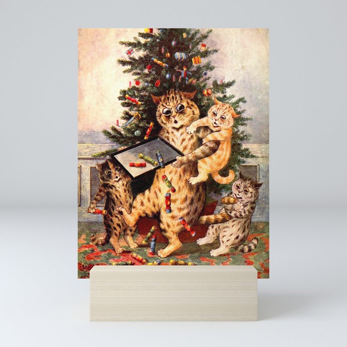 Christmas Time In Catland' Louis Wain Vintage Cat Mini Art Print