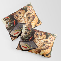 Christmas Time In Catland' Louis Wain Vintage Cat Pillow Sham