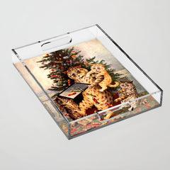 Christmas Time In Catland' Louis Wain Vintage Cat Acrylic Tray
