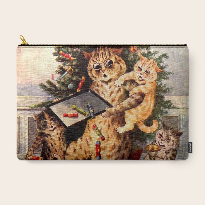 Christmas Time In Catland' Louis Wain Vintage Cat Carry All Pouch