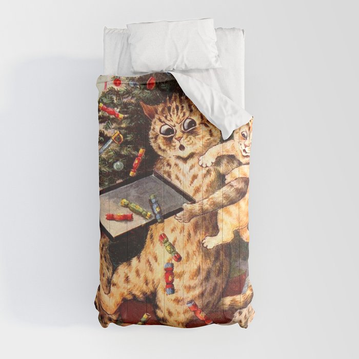 Christmas Time In Catland' Louis Wain Vintage Cat Comforter