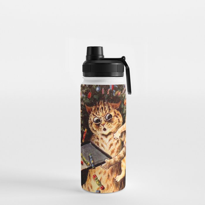 Christmas Time In Catland' Louis Wain Vintage Cat Water Bottle