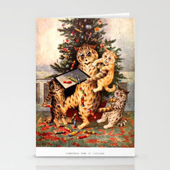 Christmas Time In Catland' Louis Wain Vintage Cat Stationery Card