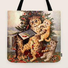 Christmas Time In Catland' Louis Wain Vintage Cat Tote Bag