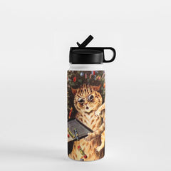Christmas Time In Catland' Louis Wain Vintage Cat Water Bottle