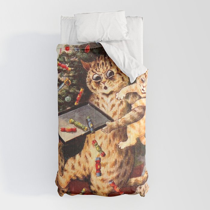 Christmas Time In Catland' Louis Wain Vintage Cat Comforter