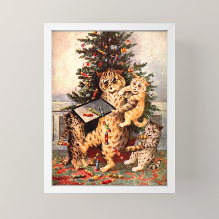 Christmas Time In Catland' Louis Wain Vintage Cat Mini Art Print