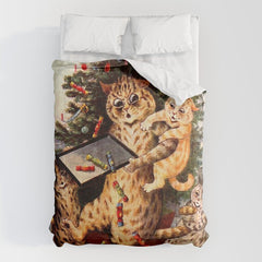 Christmas Time In Catland' Louis Wain Vintage Cat Comforter