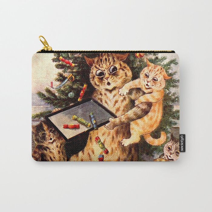 Christmas Time In Catland' Louis Wain Vintage Cat Carry All Pouch