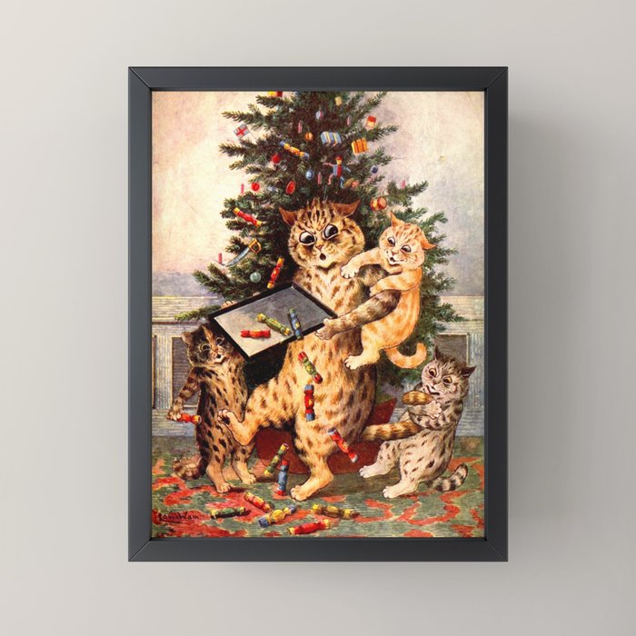 Christmas Time In Catland' Louis Wain Vintage Cat Mini Art Print