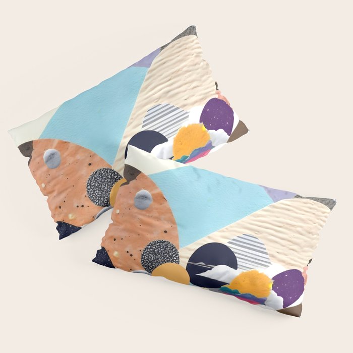 A Fantastic Journey, Graphic Collage Eclectic, Cutout Pop Art Contemporary, Snow Mountain Winter Textures Patterns, Geometric Digital Pillow Sham