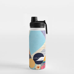 A Fantastic Journey, Graphic Collage Eclectic, Cutout Pop Art Contemporary, Snow Mountain Winter Textures Patterns, Geometric Digital Water Bottle