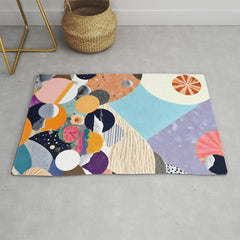 A Fantastic Journey, Graphic Collage Eclectic, Cutout Pop Art Contemporary, Snow Mountain Winter Textures Patterns, Geometric Digital Rug