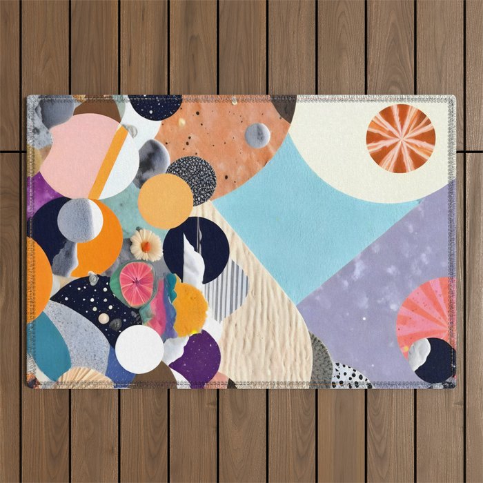 A Fantastic Journey, Graphic Collage Eclectic, Cutout Pop Art Contemporary, Snow Mountain Winter Textures Patterns, Geometric Digital Outdoor Rug