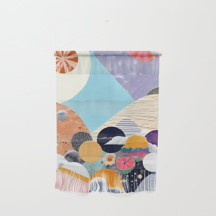 A Fantastic Journey, Graphic Collage Eclectic, Cutout Pop Art Contemporary, Snow Mountain Winter Textures Patterns, Geometric Digital Wall Hanging